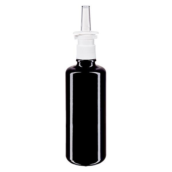 Botella de farmacia violeta 100ml atomizador nasal blanco estándar Botella de farmacia violeta 100ml atomizador nasal blanco estándar