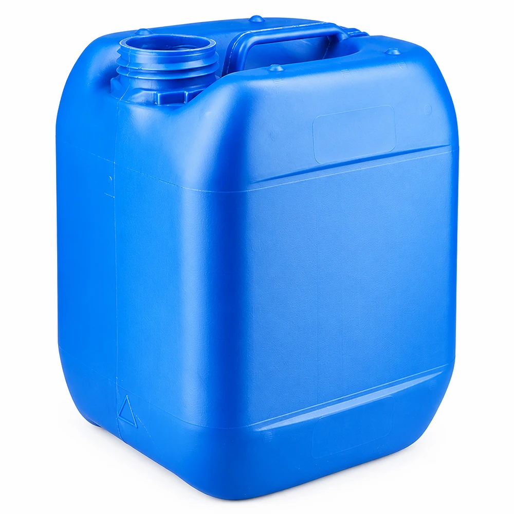 Bidón de plástico azul de 5 litros sin tapón, con asa de transporte, fabricado en HDPE