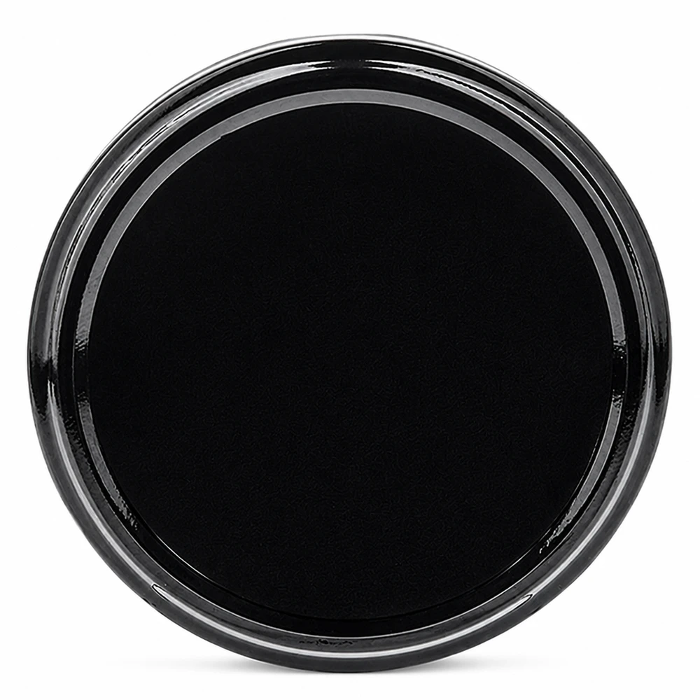 Tapa roscada TO66 de 66 mm, negra, BasicSeal UNiTWIST, vista superior redonda y brillante