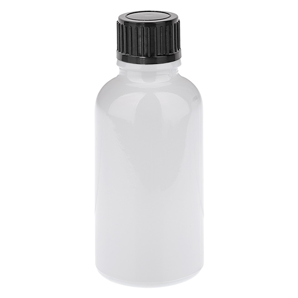 Frasco de 30 ml con tapón de rosca de 11 mm negro, estándar WhiteLine UT18/30 Frasco de 30 ml con tapón de rosca de 11 mm negro, estándar WhiteLine UT18/30