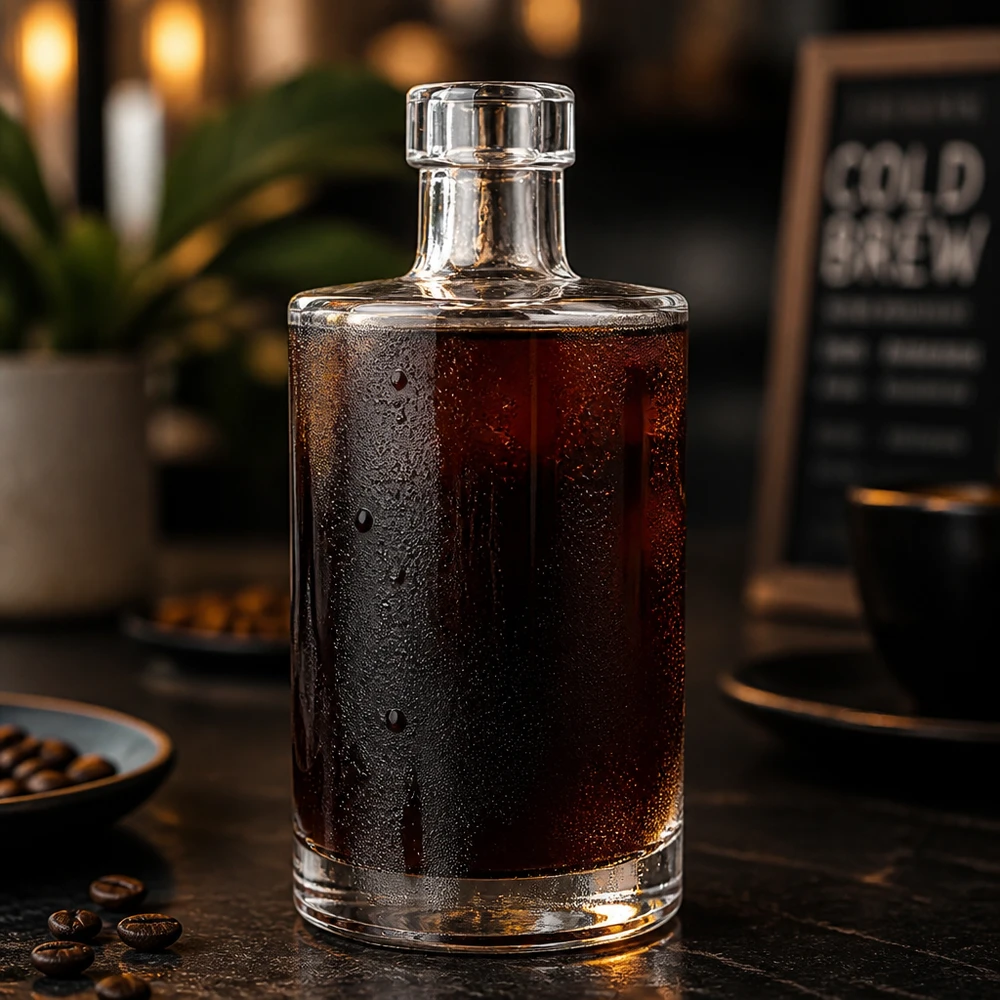 Botella de vidrio de 350 ml «Marie» sin tapón UNiTWIST® Botella de cristal de 350ml Marie rellena de café cold brew Café en grano Ambiente Gastronomía Aplicación Image 6 of 10