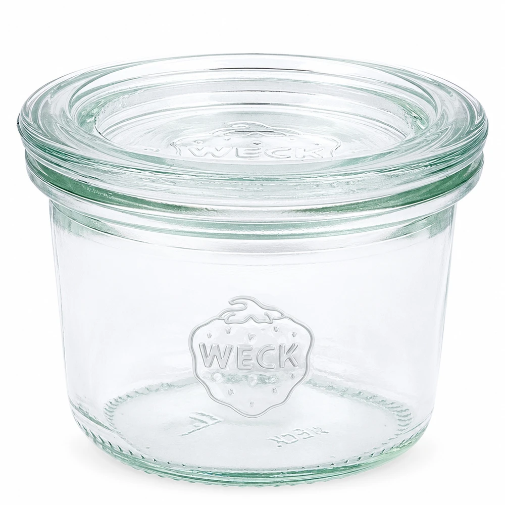 Tarro de cristal de 80 ml con tapa de cristal WECK RR60 Vasos WECK RR60 de 80 ml con tapa de cristal transparente para conservar y almacenar alimentos
