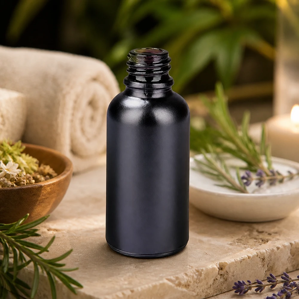Frasco boticario compacto de 30 ml BlackLine UT18/30 UNiTWIST para aceites y esencias aromaterapéuticos