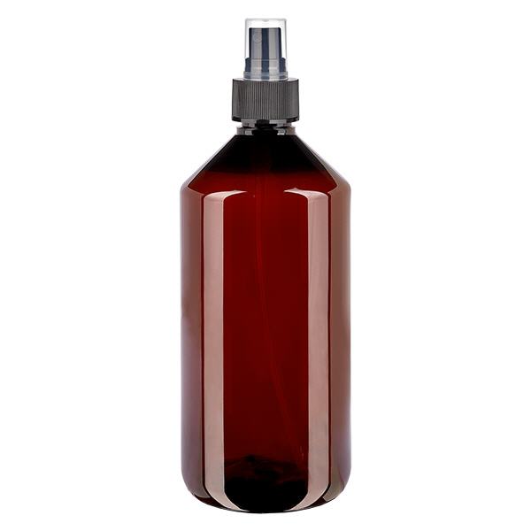 Botella PET 1000ml con atomizador negro Botella PET 1000ml con atomizador negro