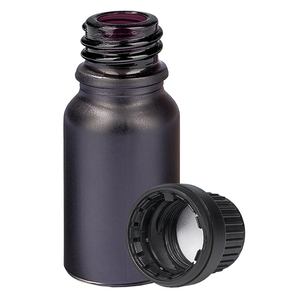 Frasco 10ml 11mm tapón rosca negro inviolable BlackLine UT18/10 Frasco 10ml 11mm tapón rosca negro inviolable BlackLine UT18/10