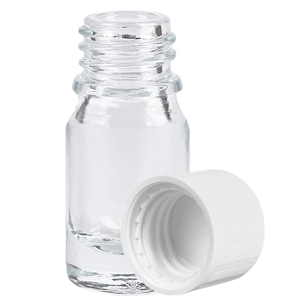 Frasco 5ml 11mm tapón rosca blanco con precinto ClearLine UT18/5 Frasco 5ml 11mm tapón rosca blanco con precinto ClearLine UT18/5