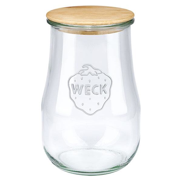 1750ml Tarro tulipa WECK RR100 con tapa de madera 1750ml Tarro tulipa WECK RR100 con tapa de madera