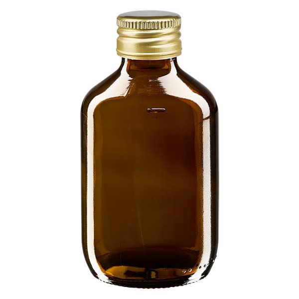 Frasco para medicamentos de 200 ml marrón, con tapón de aluminio dorado ApoGlas Frasco para medicamentos de 200 ml marrón, con tapón de aluminio dorado ApoGlas