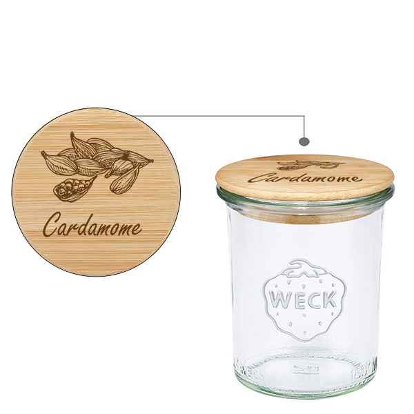 Couvercle en bois "Cardamome" avec verre WECK 160ml Couvercle en bois "Cardamome" avec verre WECK 160ml
