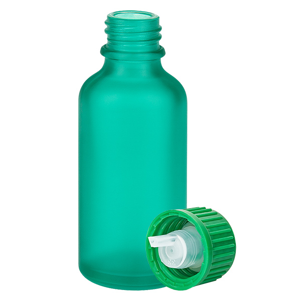 Frasco cuentagotas de 0,8 mm verde con cierre estándar GreenLine UT18/50 Frasco cuentagotas de 0,8 mm verde con cierre estándar GreenLine UT18/50