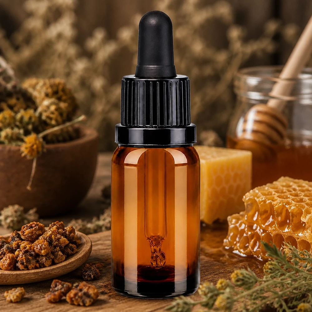 Frasco de pipeta de vidrio ámbar de 10 ml de alta calidad con tapón negro para protección UV y larga conservación
