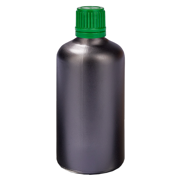 Botella 100ml 11mm tapón rosca verde inviolable BlackLine UT18/100 Botella 100ml 11mm tapón rosca verde inviolable BlackLine UT18/100