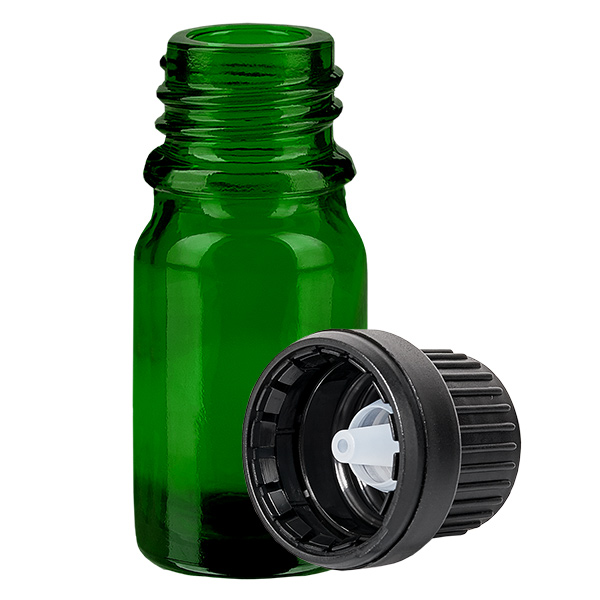 Frasco cuentagotas de 5ml 2mm negro con tapón inviolable GreenLine UT18/5