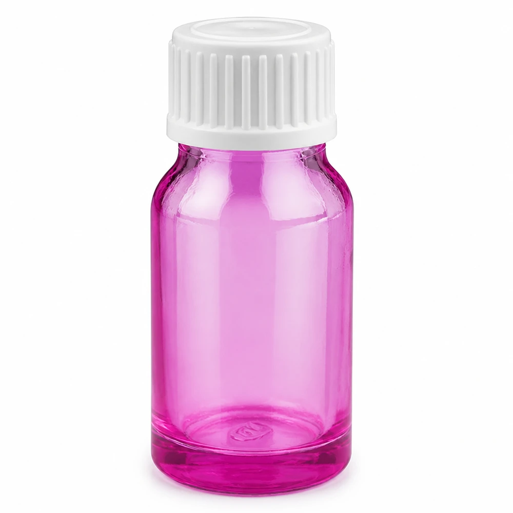 Frasco cuentagotas de 10 ml de vidrio morado con tapón de rosca blanco para una dosificación precisa