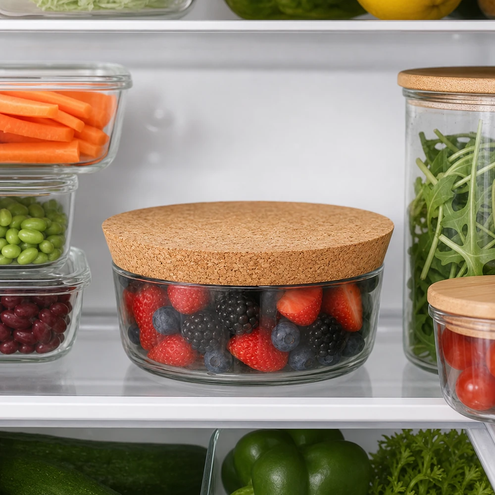 Corcho para apertura de 94mm WECK RR100 (ø97/90, H=20mm) WECK RR100 Korken im Kühlschrank Frischhaltung Beeren Gemüse Salat luftdichte Aufbewahrung Naturkork 94mm Öffnung