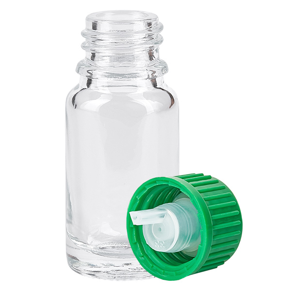 Frasco cuentagotas 10ml 0,8mm verde cierre estándar ClearLine UT18/10 Frasco cuentagotas 10ml 0,8mm verde cierre estándar ClearLine UT18/10