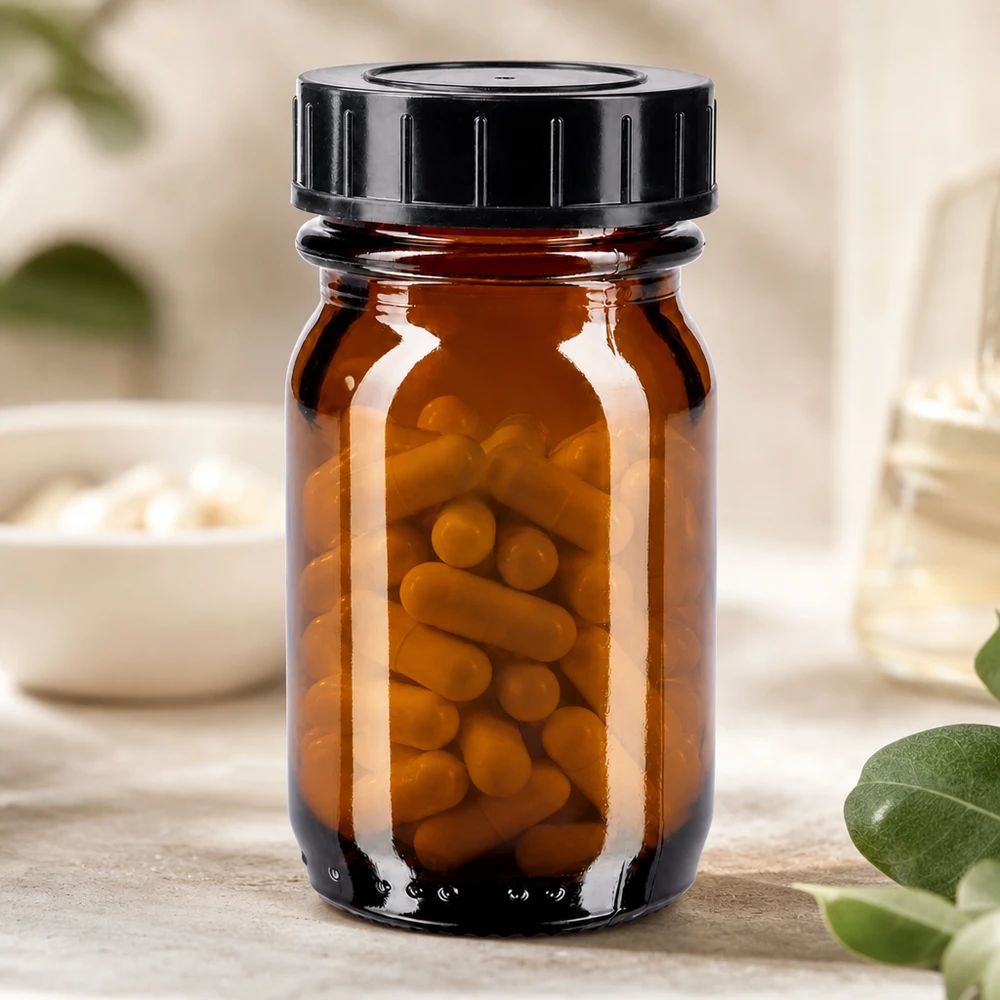 Botella cuello ancho 30ml vidrio ámbar con tapón rosca Frasco pequeño de vidrio ámbar de 30 ml con abertura ancha ideal para pastillas y suplementos