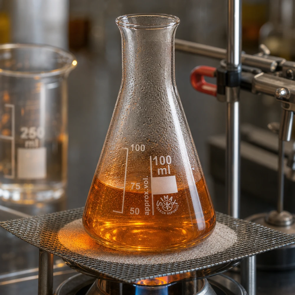 Matraz Erlenmeyer de 100 ml de cuello estrecho y forma cónica para mezclar y agitar líquidos de forma óptima