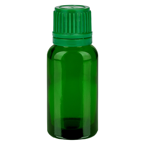 Botella de 20 ml con tapón de rosca de 11 mm verde GreenLine UT18/20 Botella de 20 ml con tapón de rosca de 11 mm verde GreenLine UT18/20