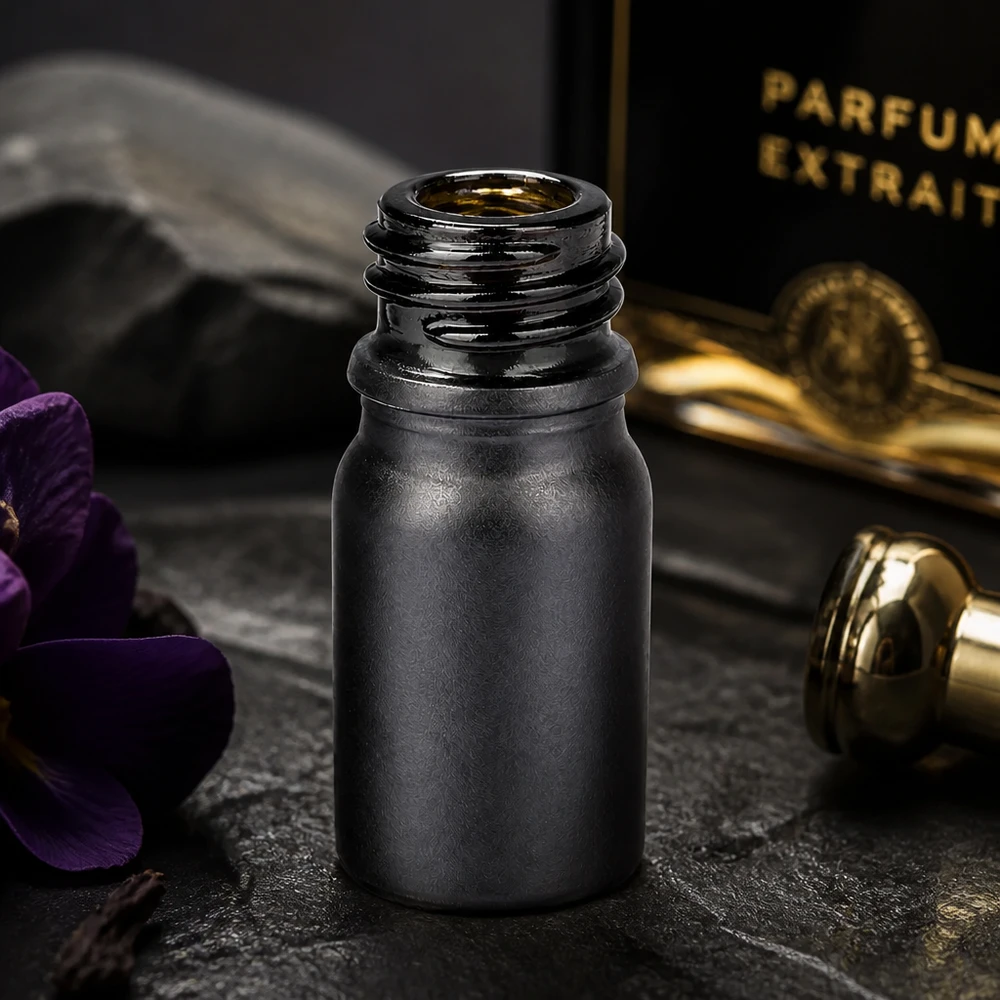 Frasco pequeño de farmacia de 5 ml BlackLine UT18/5 UNiTWIST con elegante acabado mate para aceites esenciales