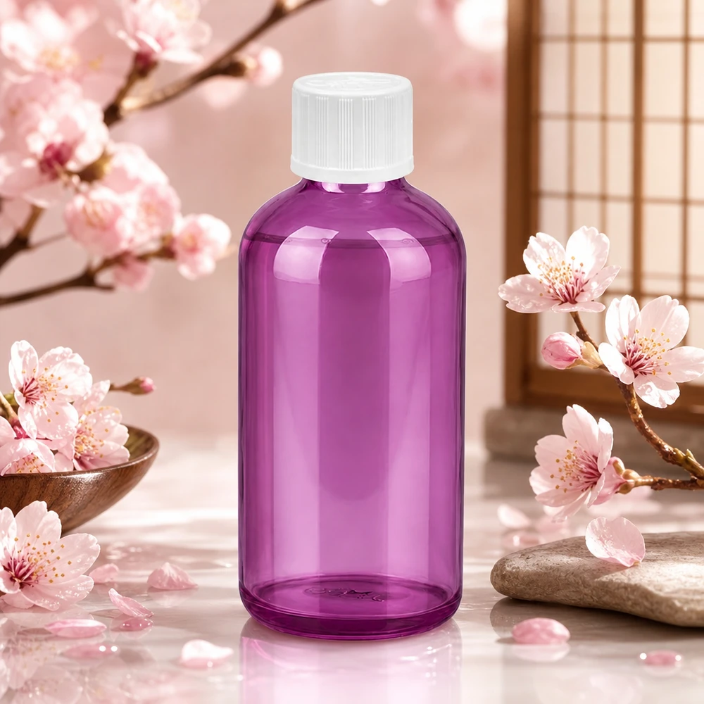 Frasco cuentagotas de 100 ml de alta calidad con cierre de seguridad para niños en color púrpura transparente para un almacenamiento seguro
