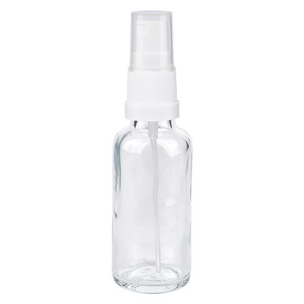 Botella de farmacia transparente 30ml pulverizador blanco Botella de farmacia transparente 30ml pulverizador blanco