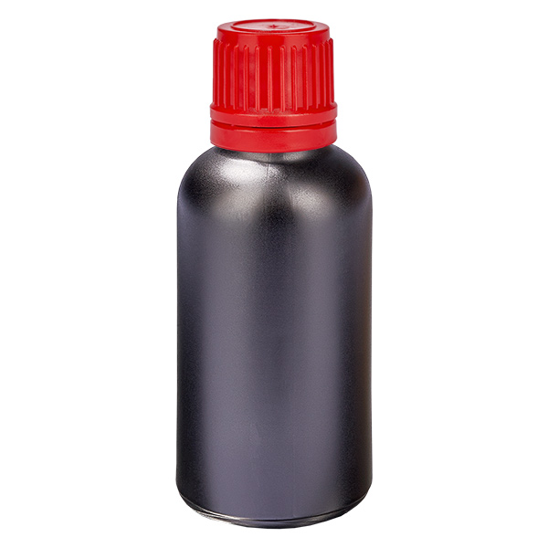 Botella 30ml 11mm tapón rosca rojo inviolable BlackLine UT18/30 Botella 30ml 11mm tapón rosca rojo inviolable BlackLine UT18/30