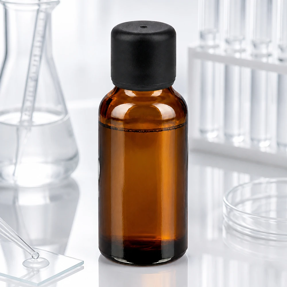 Botella 20ml 6mm tapón rosca negro estándar BrownLine UT18/20 Frasco compacto de vidrio ámbar de 20 ml para material de laboratorio con tapón negro para aplicaciones farmacéuticas