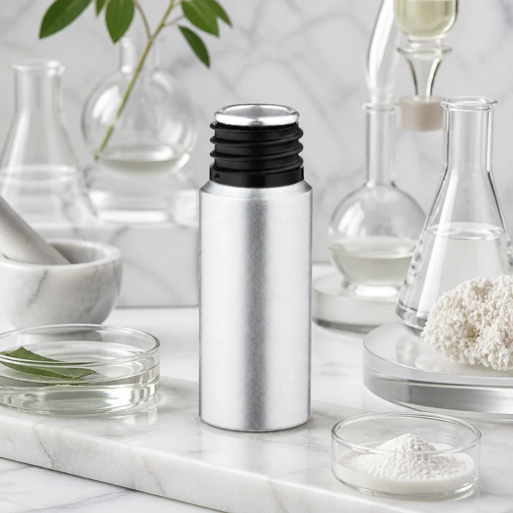 Botella de aluminio decapado de 20ml Pequeño frasco de aluminio teñido de 20 ml ideal para cosméticos y cuidado de la piel en acabado plateado