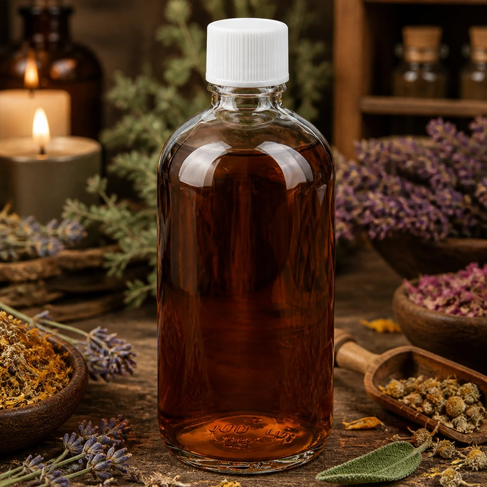 Frasco de 100 ml con tapón blanco estándar de 11 mm para esencias de hierbas y remedios naturales