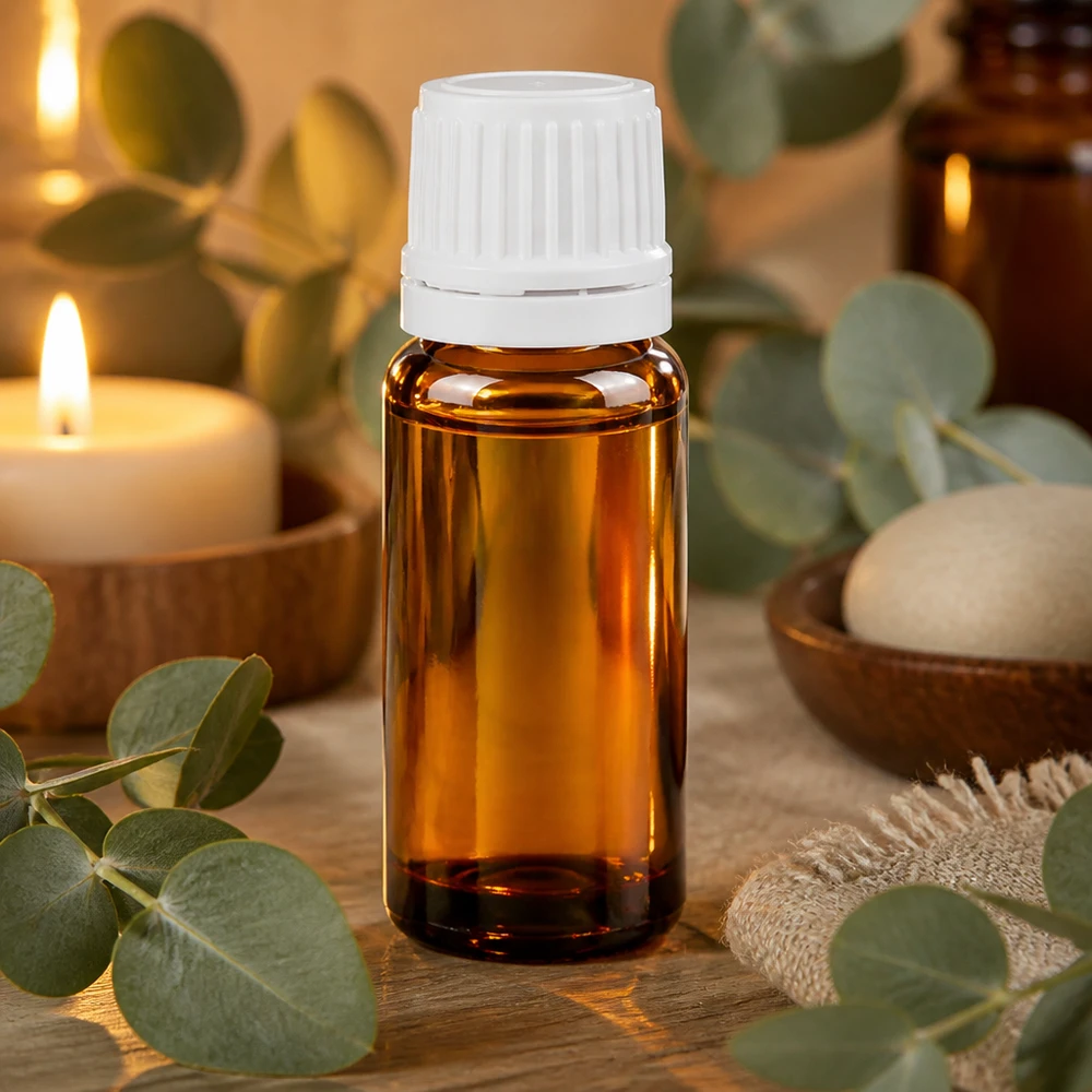 Botella de farmacia marrón 10ml tapón rosca cierre inviolable blanco Pequeño frasco de vidrio ámbar de 10 ml con tapón de seguridad blanco para aceites esenciales