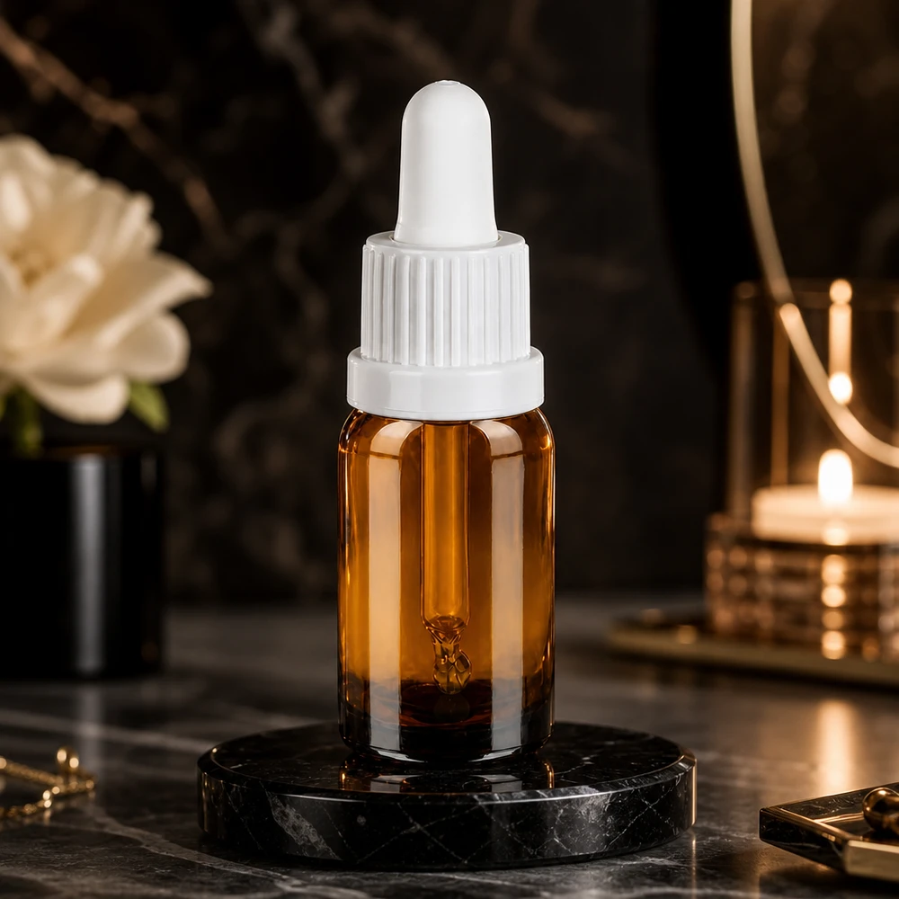 Frasco pipeta BrownLine 10ml con rosca UT18 y pipeta blanca para uso profesional