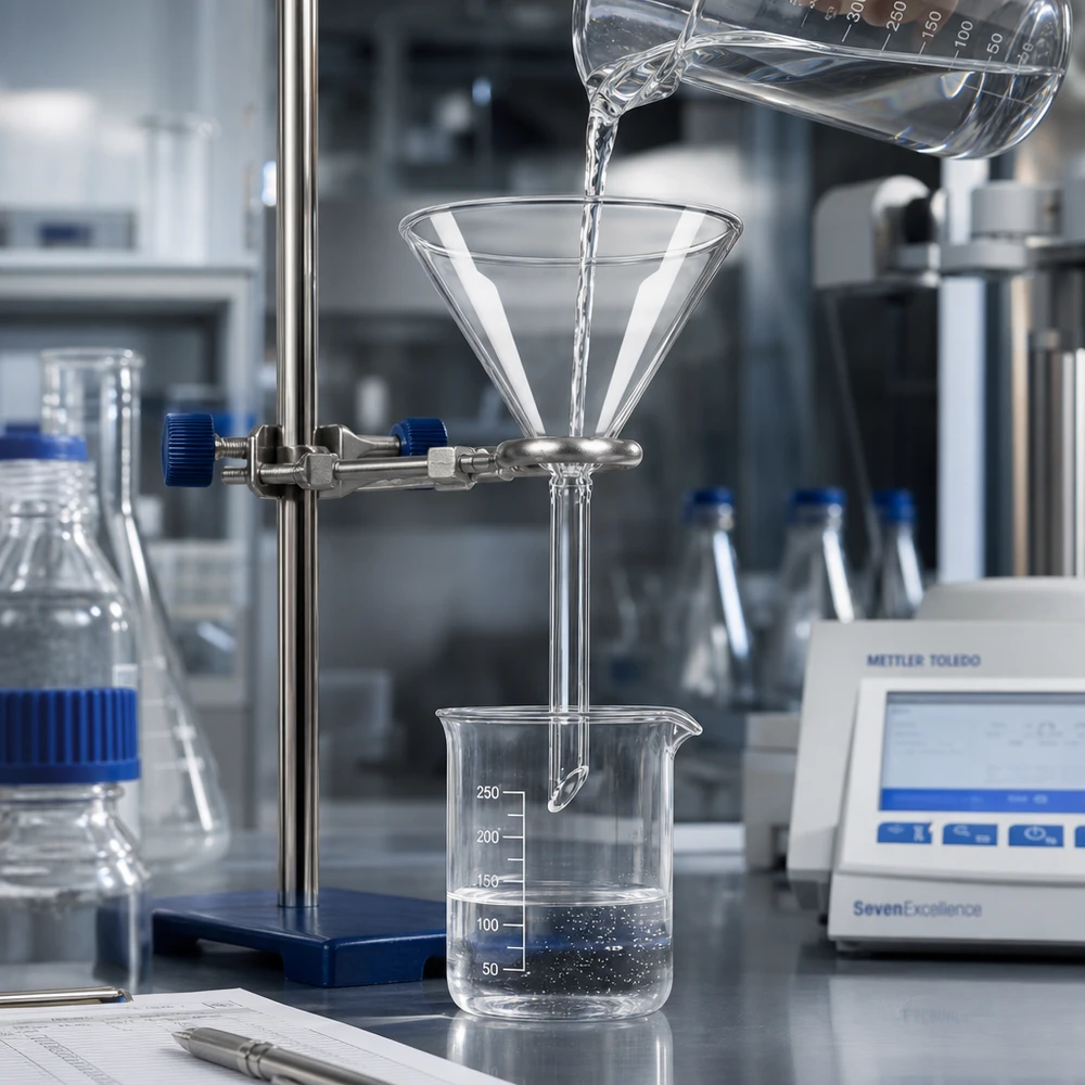 Embudo de cal sodada Ø 70 mm, ángulo de 60°, corto Embudo de laboratorio profesional de 70 mm de vidrio sodocálcico de alta calidad para experimentos científicos