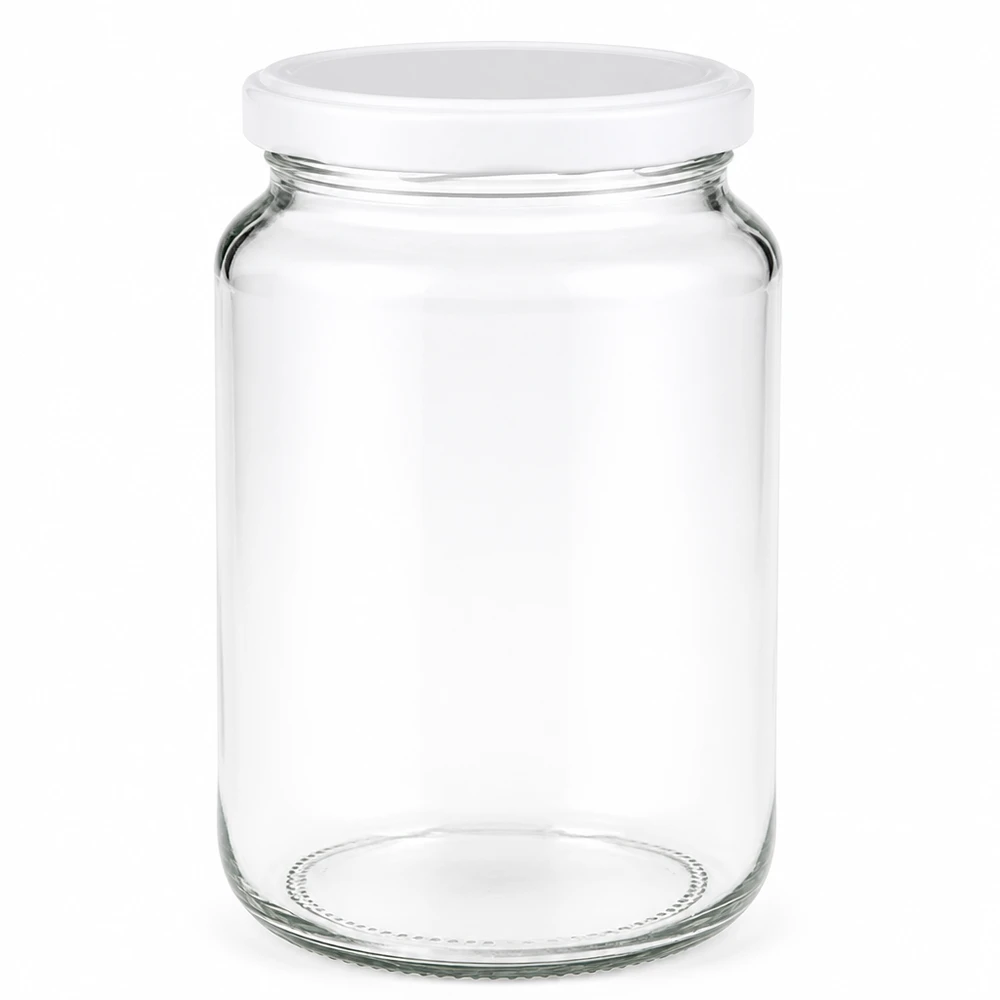 Tarro redondo de 382ml con tapa BasicSeal blanco UNiTWIST Tarro redondo de 382 ml con tapa blanca BasicSeal Tarro de conserva UNiTWIST Tarro de conserva transparente Tarro de conserva