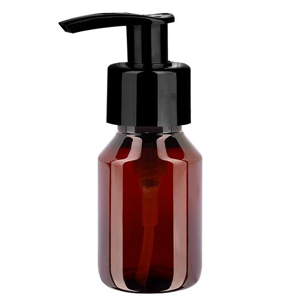 Botella PET 50ml con bomba dosificadora negro Botella PET 50ml con bomba dosificadora negro