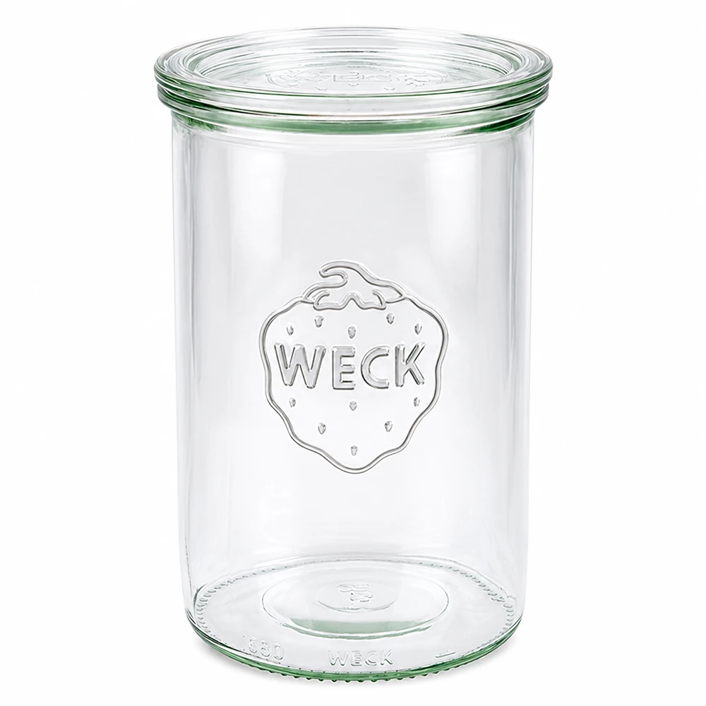 Vasos de 1000ml con tapa de cristal WECK RR100 WECK Tarro de 1000 ml con tapa de cristal RR100 Tarro vacío transparente para almacenamiento y conservación