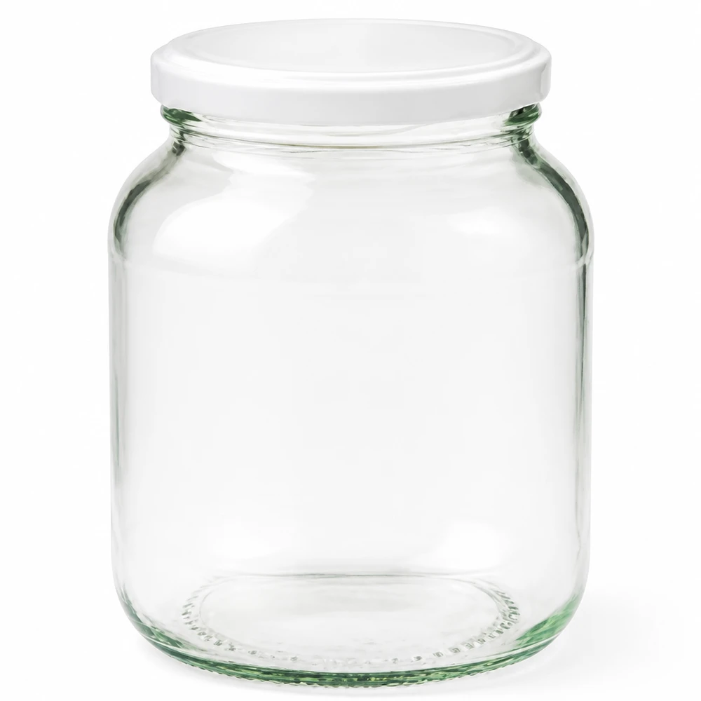 Tarro de conserva ovalado de 370 ml con tapa blanca BasicSeal Sistema UNiTWIST Tarro de conserva vacío transparente