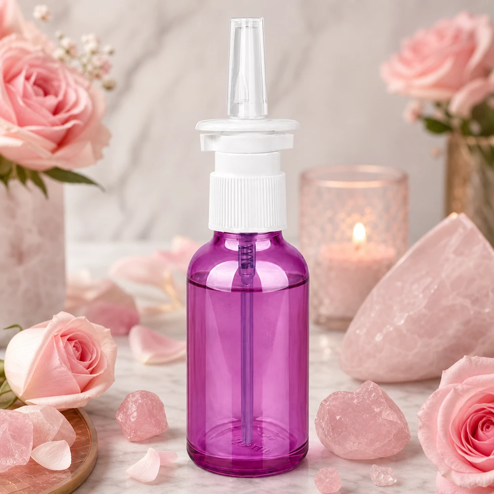 Frasco de spray nasal de 30 ml de alta calidad con rosca STD UT18 en un elegante diseño morado para uso profesional