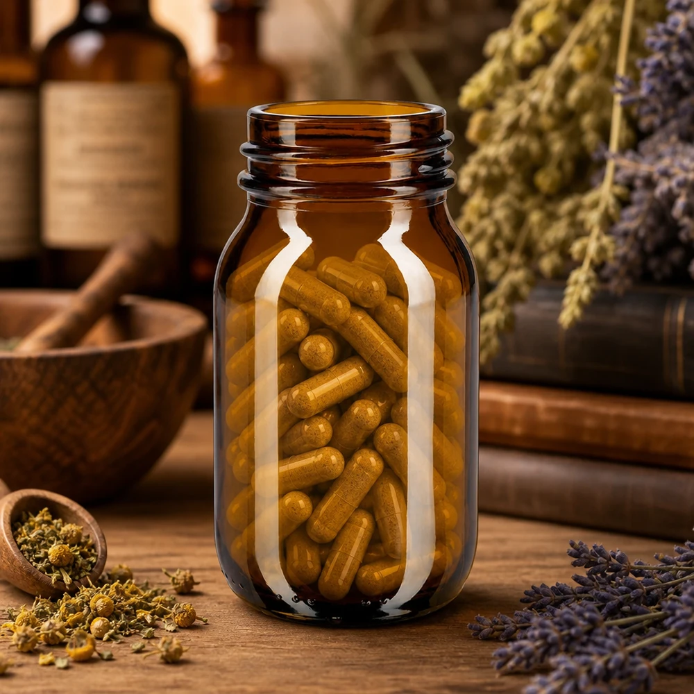 100ml botella de vidrio ámbar de cuello ancho Amber Glasflasche 100ml Weithal für lichtempfindliche Substanzen und Kräuter