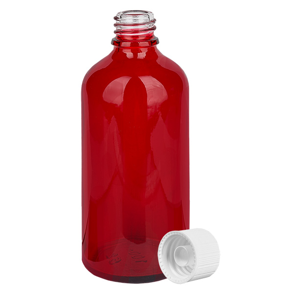 Frasco de 100 ml con tapón de rosca de 11 mm blanco STD RedLine UT18/100 Frasco de 100 ml con tapón de rosca de 11 mm blanco STD RedLine UT18/100