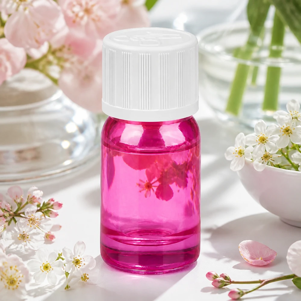 Botella de 5ml tapón de rosca de 11mm blanco estándar a prueba de niños PurpleLine UT18/5 Práctico frasco de vidrio de 5 ml en color violeta brillante para guardar con seguridad los productos cosméticos