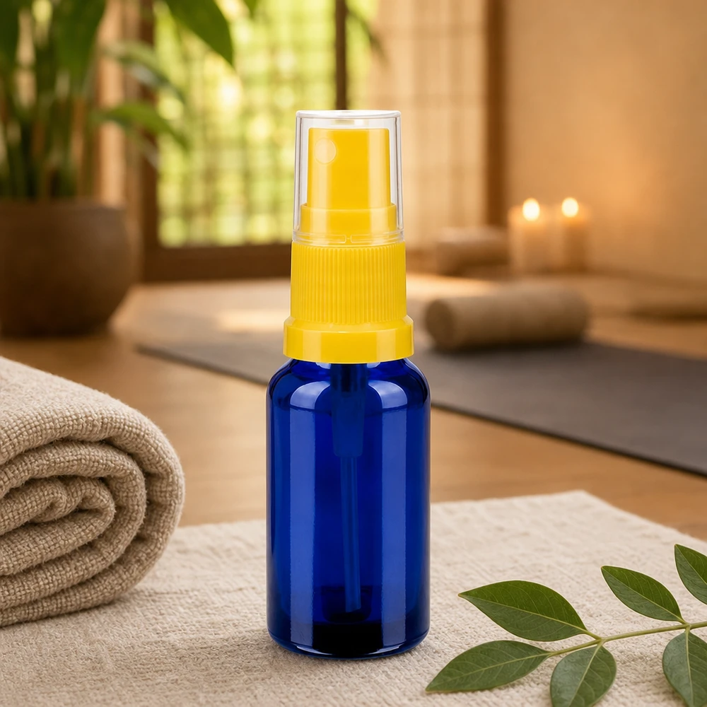 Frasco pulverizador de 20 ml amarillo/transparente tapa estándar BlueLine UT18/20 Botella pulverizadora de 20 ml de vidrio de alta calidad con rosca estándar BlueLine UT18/20