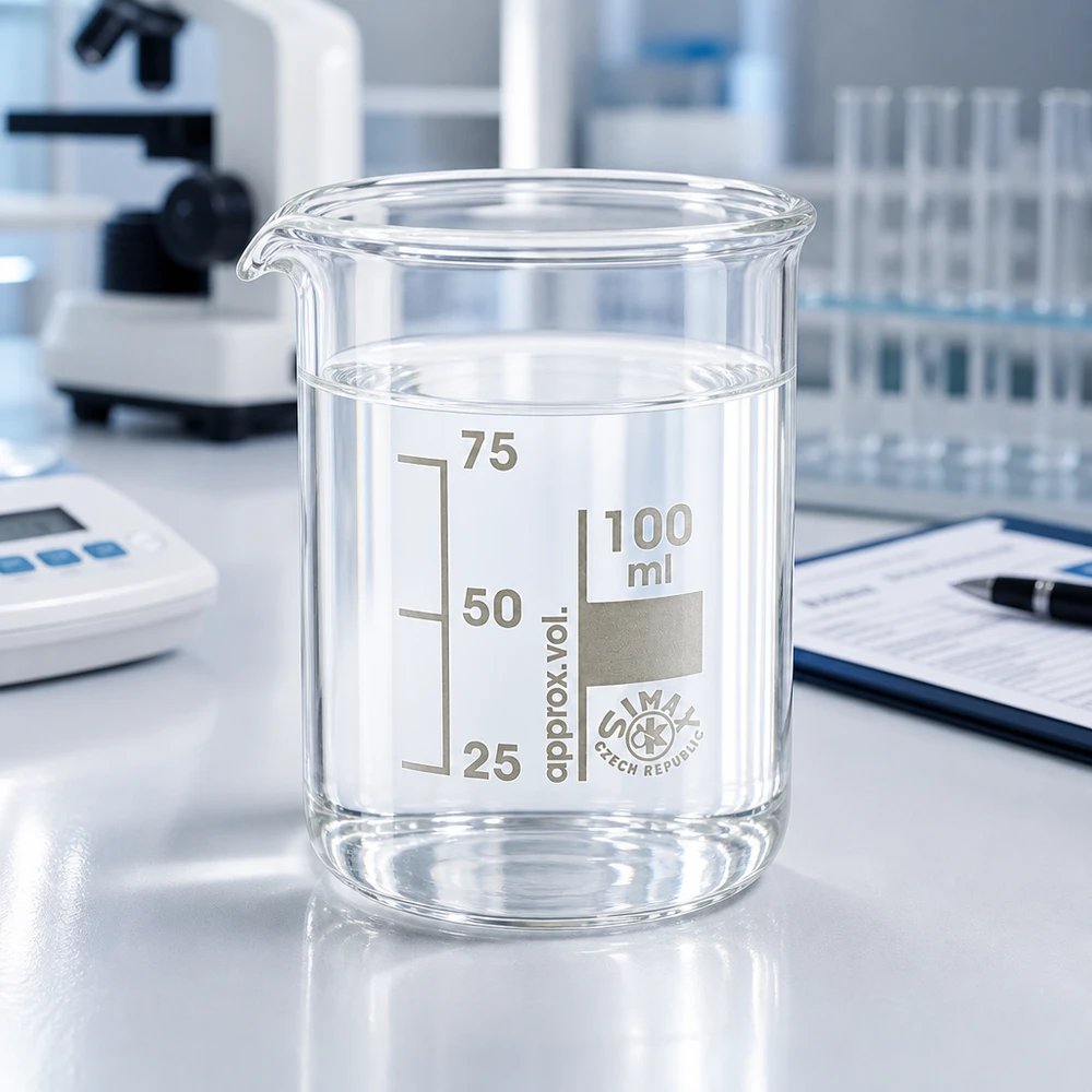 Vaso de precipitados 100ml de vidrio de borosilicato, forma baja Vaso transparente de 100 ml de vidrio de borosilicato con escala de volumen precisa para aplicaciones de laboratorio