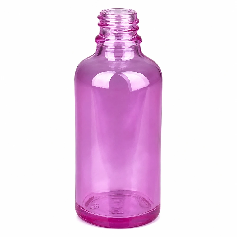 Frasco de vidrio morado de 50 ml para spray nasal con rosca - envase médico de color morado