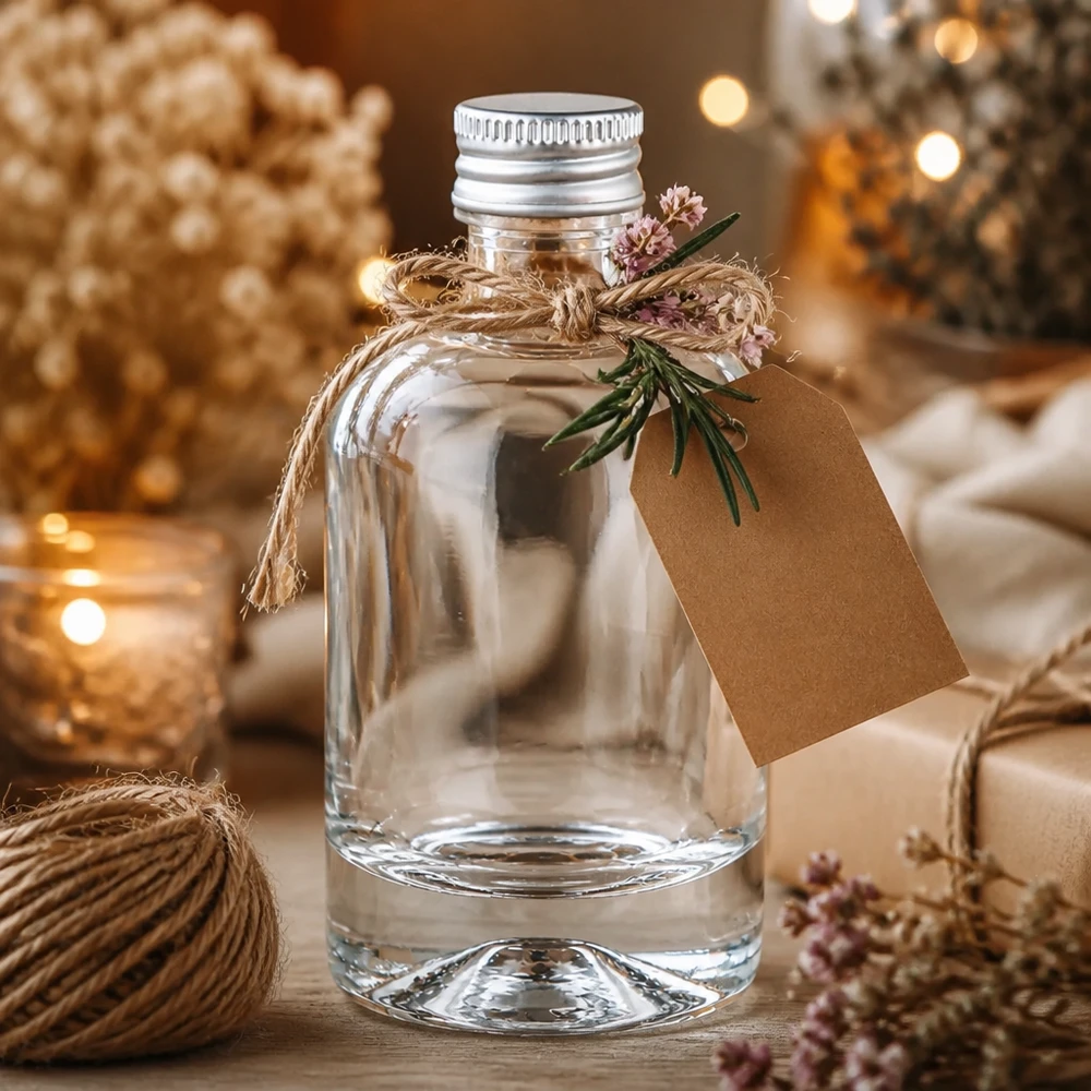 Botella de vidrio de 40 ml «Sara» con tapón de rosca plateado UNiTWIST®