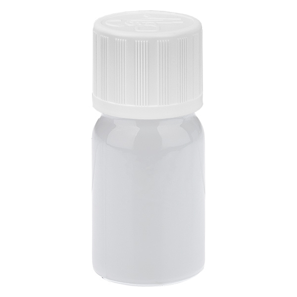 Frasco cuentagotas de 5 ml con tapón blanco de 1,2 mm, cierre estándar con seguridad para niños WhiteLine UT18/5 Frasco cuentagotas de 5 ml con tapón blanco de 1,2 mm, cierre estándar con seguridad para niños WhiteLine UT18/5