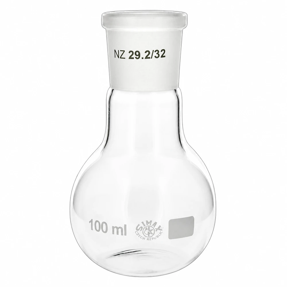 Matraz Erguido 100ml de vidrio borosilicato con junta esmerilada estándar NS 29/32 para aplicaciones de laboratorio