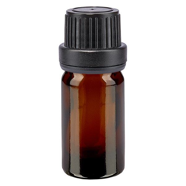 Botella de farmacia marrón 5ml tapón de rosca negro precinto de cierre a prueba de manipulaciones Botella de farmacia marrón 5ml tapón de rosca negro precinto de cierre a prueba de manipulaciones