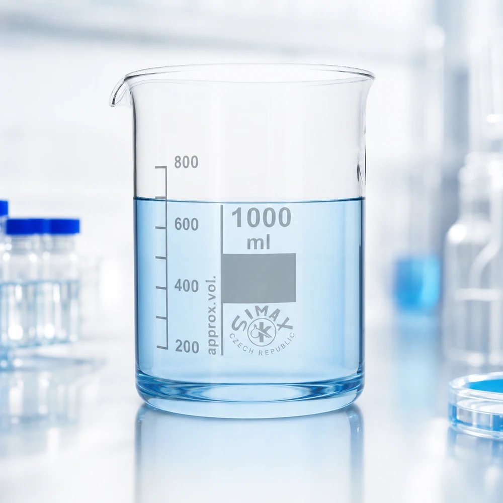 Vaso de precipitados 1000ml de vidrio de borosilicato, forma baja Vaso de precipitados de gran volumen de 1000 ml fabricado en robusto vidrio de borosilicato para amplios experimentos de laboratorio