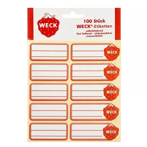 Etiquetas WECK de 19 x 13 mm (paquete(s) de 100 unidades) WECK etiquetas autoadhesivas 100 unidades rojo-blanco para tarros de conservas mermelada conservas etiquetado